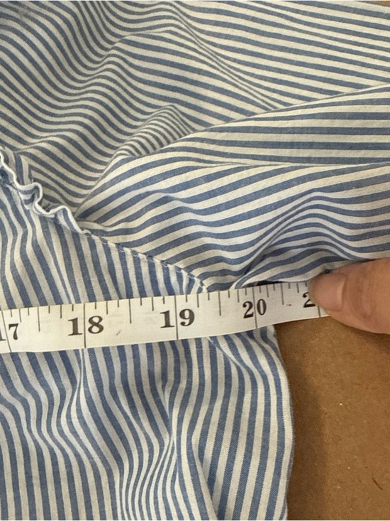 J. Crew Light Blue & White Striped Ruffle Shoulder Blouse - Picture 7 of 7